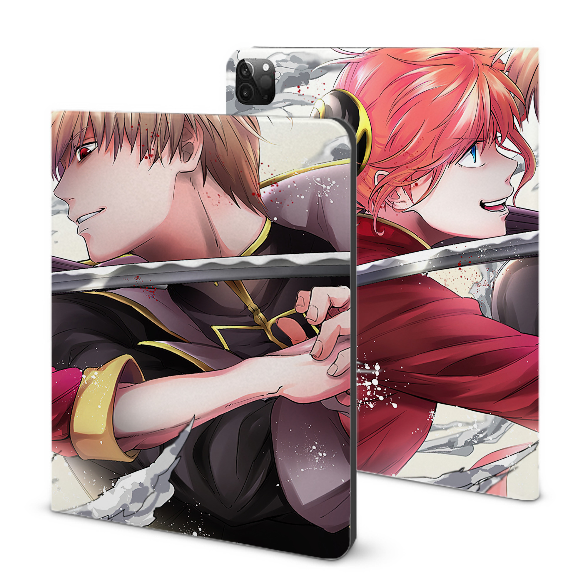 （画像用） ぎんたま 坂田銀時（さかたぎんとき） 神楽 志村新八（しむら しんぱち） GINTAMA Sakata Gintoki Kagura Shimura Shinpachi IPadケース ペンホルダー付き ブックスタイルデザイン